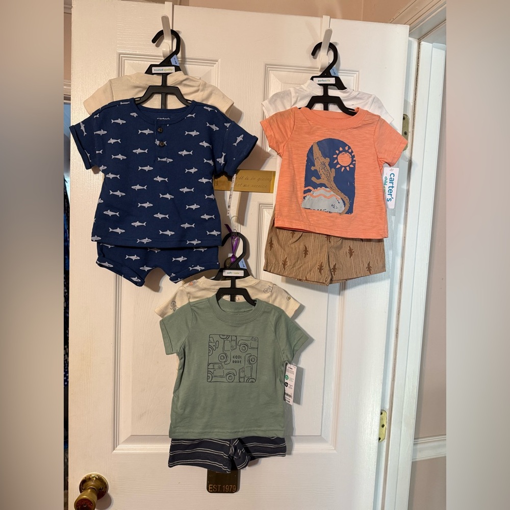 Carters Child of Mine baby boy 3 piece outfits; you get 3 sets, 9 pieces total